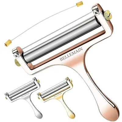 Stainless Steel Wire Cheese Slicer with 2 Extra Wires, Gold