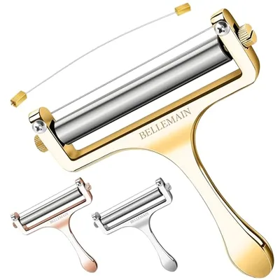 Stainless Steel Wire Cheese Slicer with 2 Extra Wires - Gold