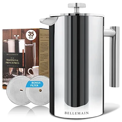 French Press Coffee Maker Extra Filters Included, 35 oz