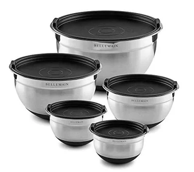 Stainless Steel Mixing Bowls with Airtight Lids Set - Set of 5, Silver