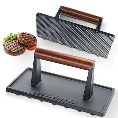 Smash Burger Press, Grill Press, Bacon Press - Rectangle, Gray