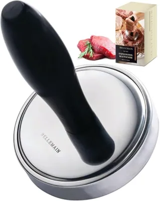 Meat Pounder & Flattener, Stainless Steel Kitchen Mallet, Black