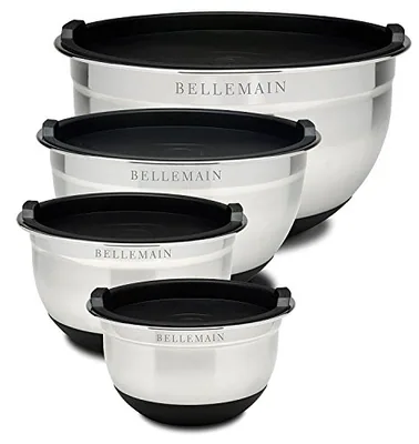 Stainless Steel Mixing Bowls with Airtight Lids Set - Set of 4, Silver