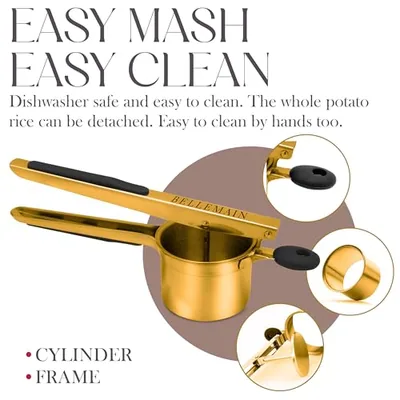 Stainless Steel Potato Ricer Mashed Potato Masher, Gold