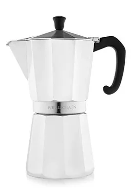 Stovetop Espresso Maker, 9-Cup Moka Pot, White
