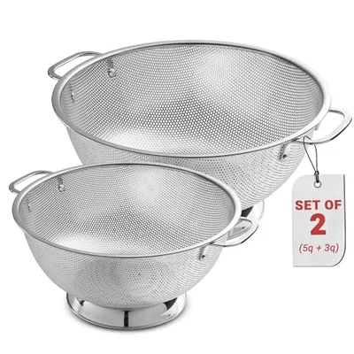 Stainless Steel Colander for Kitchen, 3 & 5 Qt Strainers