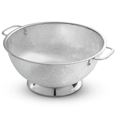 Stainless Steel Colander for Kitchen, 5 Qt Pasta & Rice Strainer, Silver